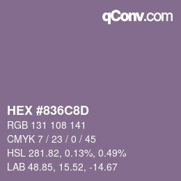 Color code: HEX #836C8D | qconv.com