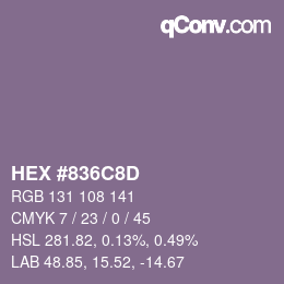 Color code: HEX #836C8D | qconv.com