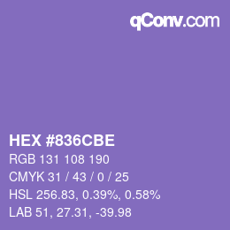 Farbcode: HEX #836CBE | qconv.com
