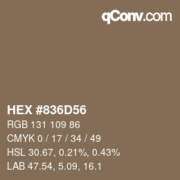 颜色代码: HEX #836D56 | qconv.com