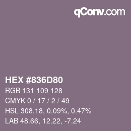 颜色代码: HEX #836D80 | qconv.com