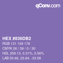 颜色代码: HEX #836DB2 | qconv.com