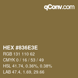 Color code: HEX #836E3E | qconv.com