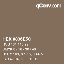 Color code: HEX #836E5C | qconv.com