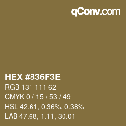 Color code: HEX #836F3E | qconv.com