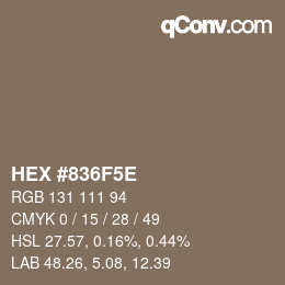 Color code: HEX #836F5E | qconv.com