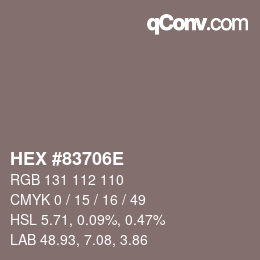 Color code: HEX #83706E | qconv.com