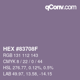 颜色代码: HEX #83708F | qconv.com