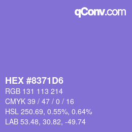 Farbcode: HEX #8371D6 | qconv.com