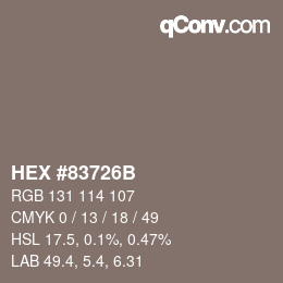 Color code: HEX #83726B | qconv.com