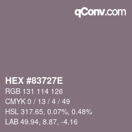 Farbcode: HEX #83727E | qconv.com