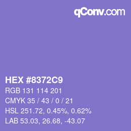 カラーコード: HEX #8372C9 | qconv.com