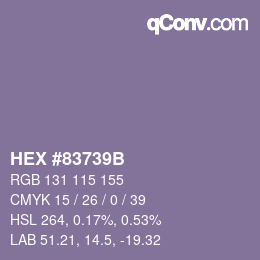 Color code: HEX #83739B | qconv.com