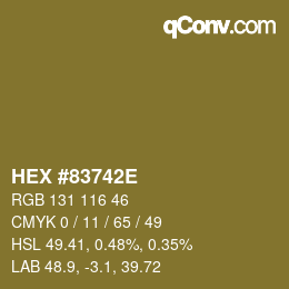Color code: HEX #83742E | qconv.com