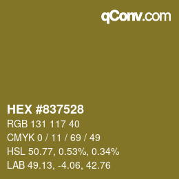 カラーコード: HEX #837528 | qconv.com