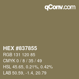 Color code: HEX #837855 | qconv.com