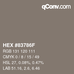 Color code: HEX #83786F | qconv.com