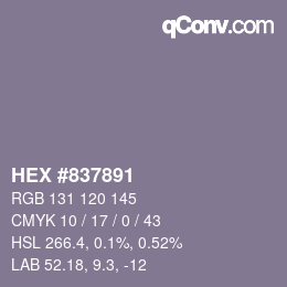 Código de color: HEX #837891 | qconv.com