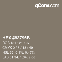 Color code: HEX #83796B | qconv.com