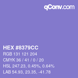 Color code: HEX #8379CC | qconv.com