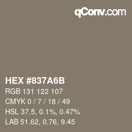 Color code: HEX #837A6B | qconv.com