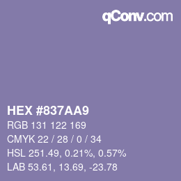 Farbcode: HEX #837AA9 | qconv.com