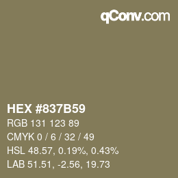 颜色代码: HEX #837B59 | qconv.com