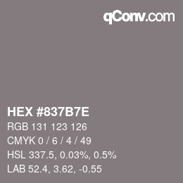 Color code: HEX #837B7E | qconv.com