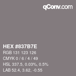 Color code: HEX #837B7E | qconv.com