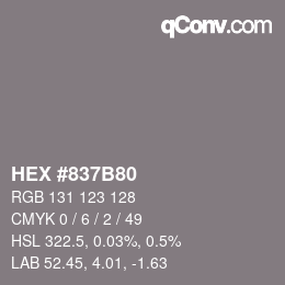 Código de color: HEX #837B80 | qconv.com