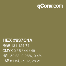Farbcode: HEX #837C4A | qconv.com