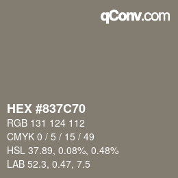 颜色代码: HEX #837C70 | qconv.com