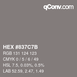 Color code: HEX #837C7B | qconv.com