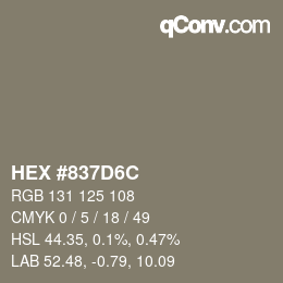 Color code: HEX #837D6C | qconv.com
