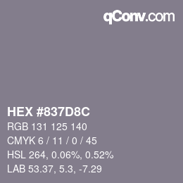 Farbcode: HEX #837D8C | qconv.com