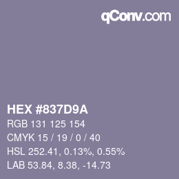 Color code: HEX #837D9A | qconv.com