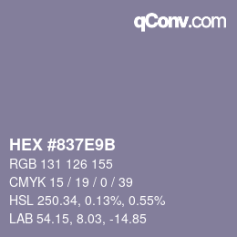 Color code: HEX #837E9B | qconv.com