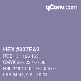 Color code: HEX #837EA3 | qconv.com