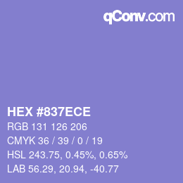 Color code: HEX #837ECE | qconv.com