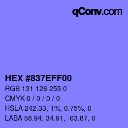 Color code: HEX #837EFF00 | qconv.com