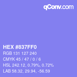 Color code: HEX #837FF0 | qconv.com