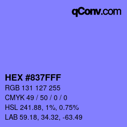 颜色代码: HEX #837FFF | qconv.com