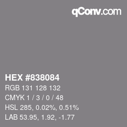 Color code: HEX #838084 | qconv.com