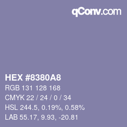 颜色代码: HEX #8380A8 | qconv.com