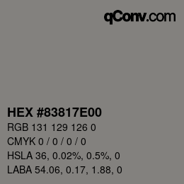 Color code: HEX #83817E00 | qconv.com