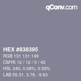 カラーコード: HEX #838395 | qconv.com