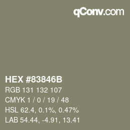 Color code: HEX #83846B | qconv.com