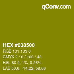 颜色代码: HEX #838500 | qconv.com