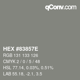 Color code: HEX #83857E | qconv.com