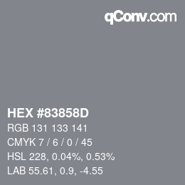 Color code: HEX #83858D | qconv.com